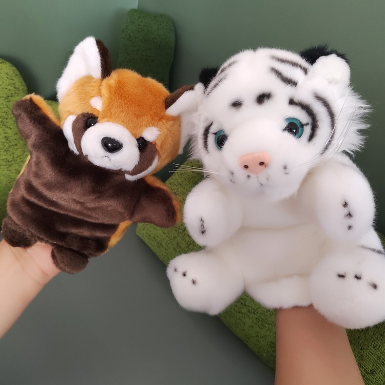 시뮬레이션 플러시 팬더 호랑이 인형 부모-자식 이야기 소품 손 인형 크리스마스 선물